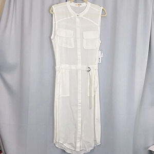 NEW LaMade Women’s M Pockets Belt Rayon Blend Sleeveless Midi Dress
